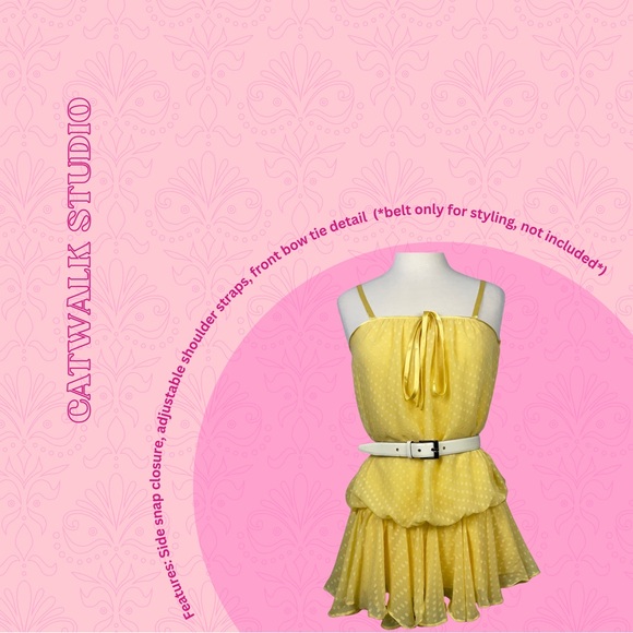 Catwalk Studio | Yellow Sleeveless Drop Waist Bubble Mini Dress | Size M - Picture 2 of 6